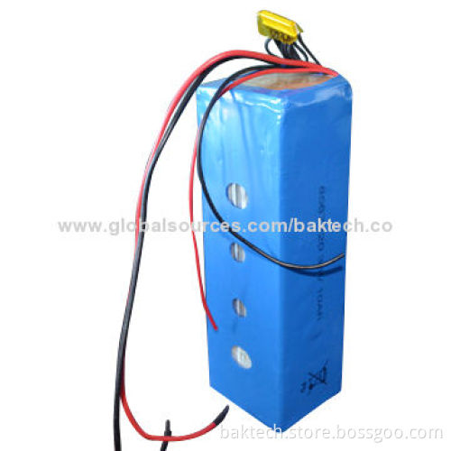 Lithium ion polymer rechargeable battery pack, 10S1P 36V 10Ah, with BMS